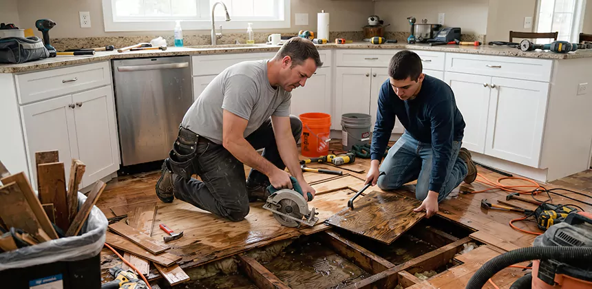 Kitchen Floor Water Damage Repair in Lake Forest